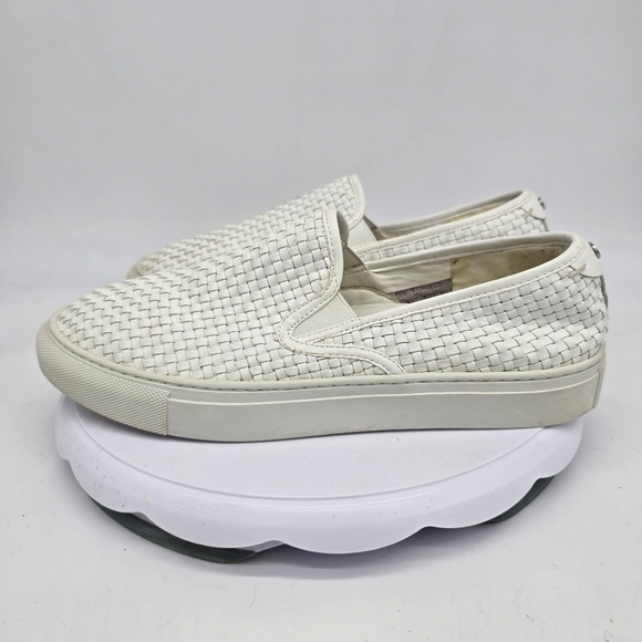 J/slides Shoe Women's 10 Justine Woven Platform Sneakers White - Picture 1 of 8